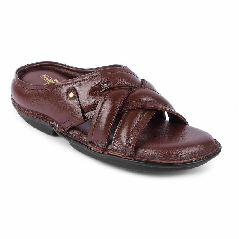 FEATHER LEATHER Men's Genuine Leather Comfortable & Fashionable Flip Flops Slipper | Casual Indoor / Outdoor / Cross Strip Chappal view 8