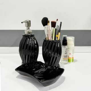 Modern Black Ceramic Bath Set - Set of 3