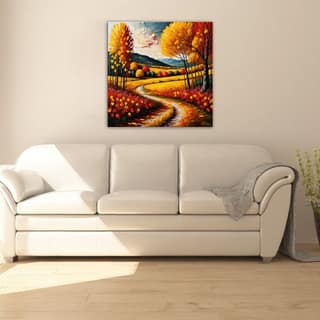 AUTUMN PATH CANVAS WALLART 24in X 24in WITH BLACK FRAME