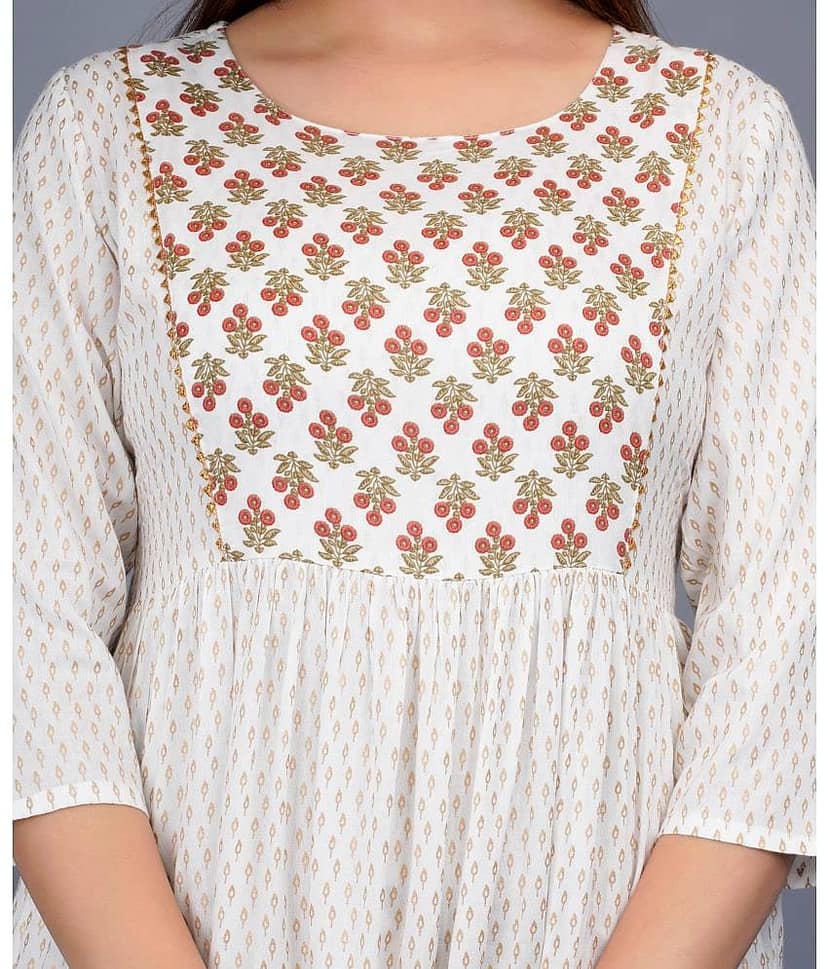 Smien - White Rayon Women's Anarkali Kurti ( Pack of 1 ) view 2