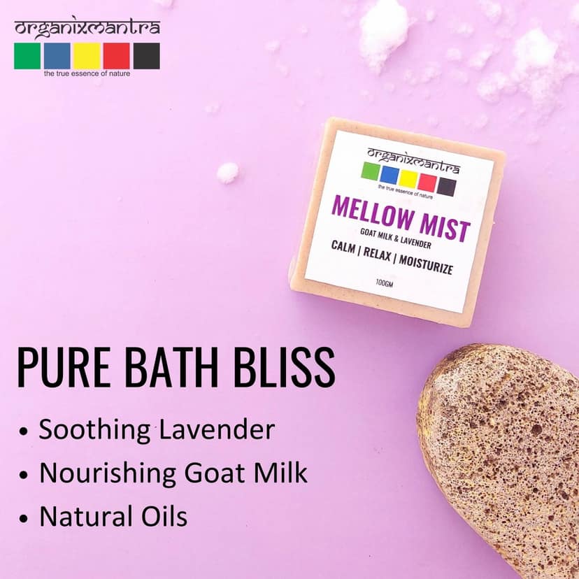 Organix Mantra Mellow Mist Bath Soap Infused WIth Goat Milk & Lavender| Nourishing Natural Glow |Gentle & Soothing|Hydrating Natural Skincare|For All Skin Types - 100G view 2