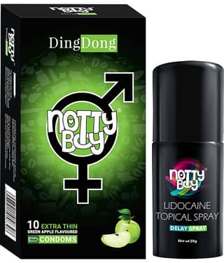 NottyBoy Delay Spray For Men 20g, Fruit Flavoured Condoms - Pack of 1