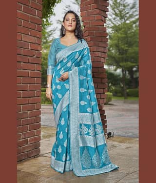 Sariya Jacquard Woven Saree With Unstitched Blouse Piece ( Rama )