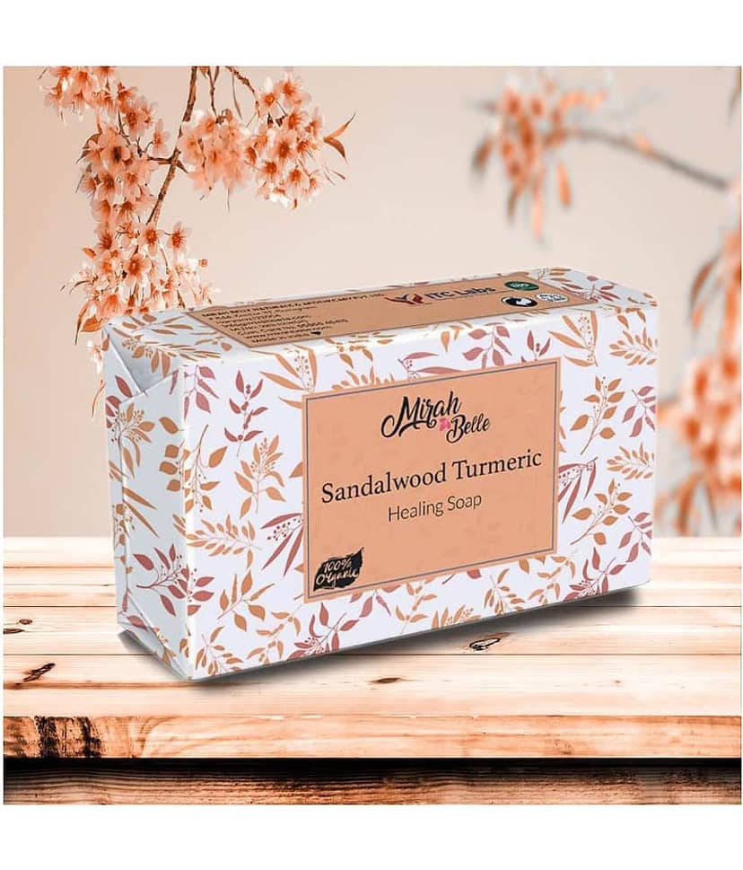 Mirah Belle - Organic Sandalwood Turmeric Healing Soap 125gm (Pack of 3) - For Acne,Breakouts,Pimples & Blemishes, Handmade Soap 375gm view 2