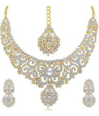 Sukkhi Alloy Golden Collar Traditional 18kt Gold Plated Necklaces Set