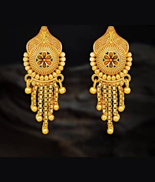 LUV FASHION Golden Stud Earrings ( Pack of 1 )