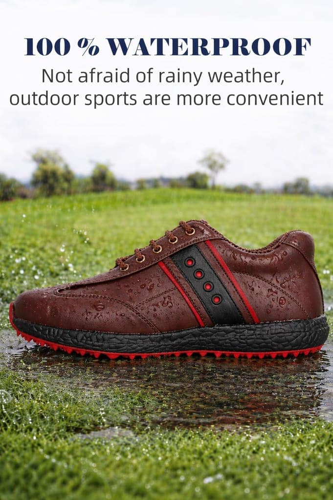 HITCARO Arkbird® Men's Genuine Leather Lace-up Professional 100% Waterproof Premium Gold Golf Shoes PR-5409 view 2