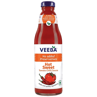 Veeba Hot Sweet Tomato Chilli Sauce - No Added Preservatives, 500 G Glass Jar