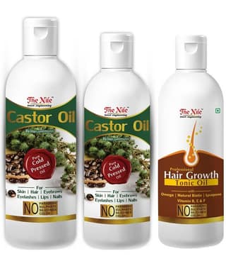 The Nile Castor Oil 150 ML + Castor Oil 100 ML + Hair Tonic 100 Ml 350 mL Pack of 3
