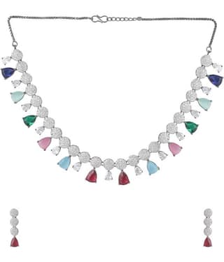 VIRAASI - Multicolor Brass Necklace Set ( Pack of 1 )