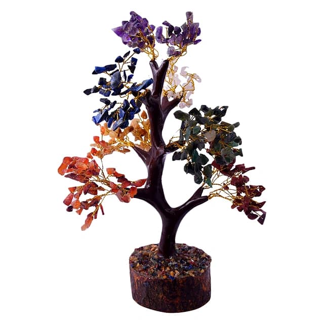Seven Chakra Natural Stone Tree for Wealth, Health, Prosperity, Mental Peace, Vastu, Positive Energy and Reiki Healing with 500 Beads, Décor(KI_166) by Krishna Impex