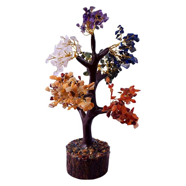Seven Chakra Natural Stone Tree for Wealth, Health, Prosperity, Mental Peace, Vastu, Positive Energy and Reiki Healing with 500 Beads, Décor(KI_166) by Krishna Impex view 2