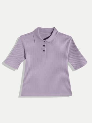 Women Lilac Cropped Polo T shirts