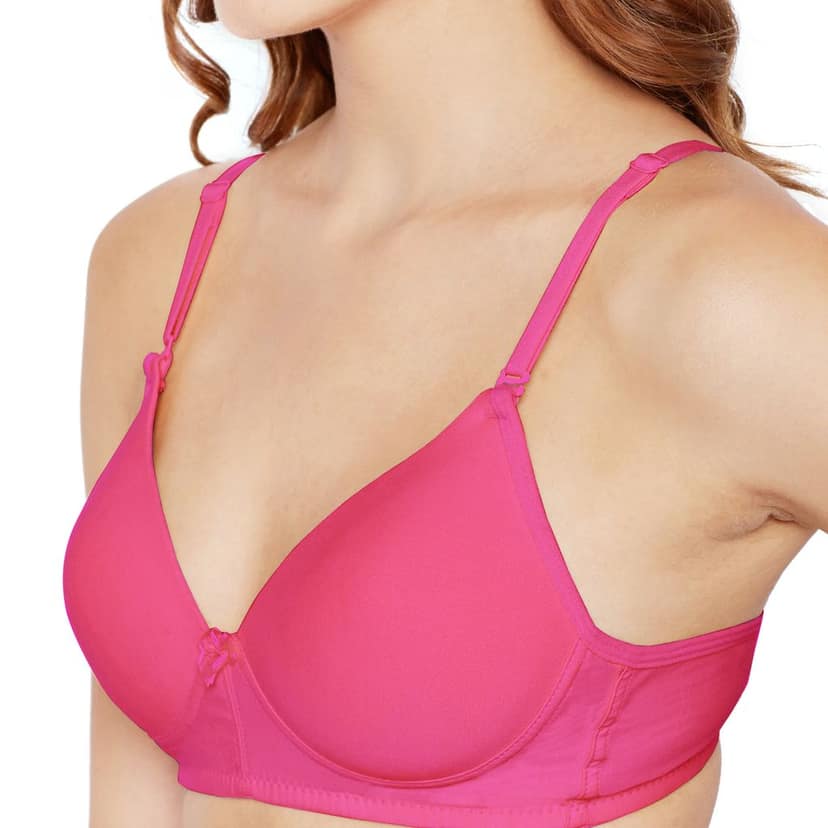 Bodycare Cotton Spandex Padded Non wired Tshirt Bra-Pack of 3 view 6