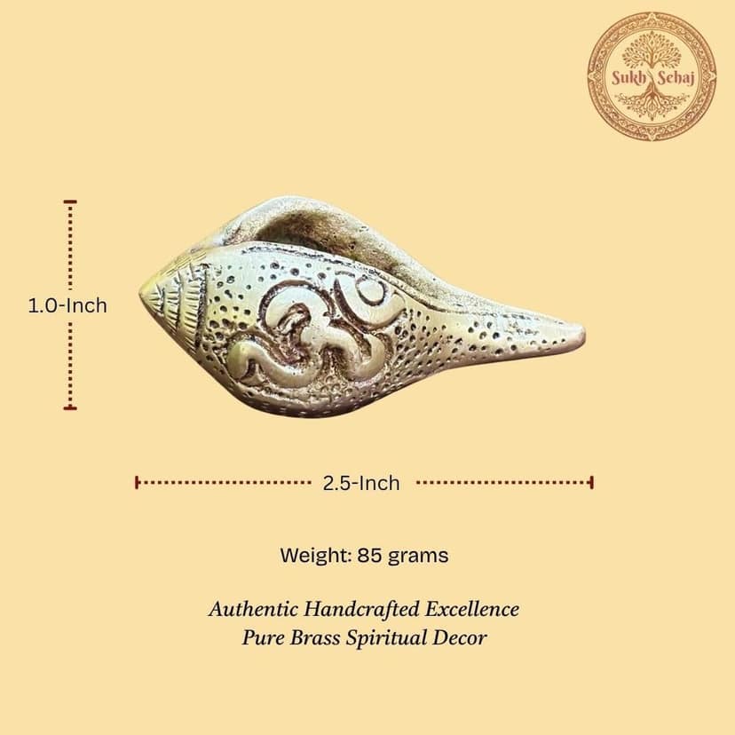Sukh Sehaj Om Shankh, Handcrafted Brass Shankh, Antique Black Finish, 2.5 Inch Length, for Home Temple, Decor, Pooja Ritual and Gifting view 6