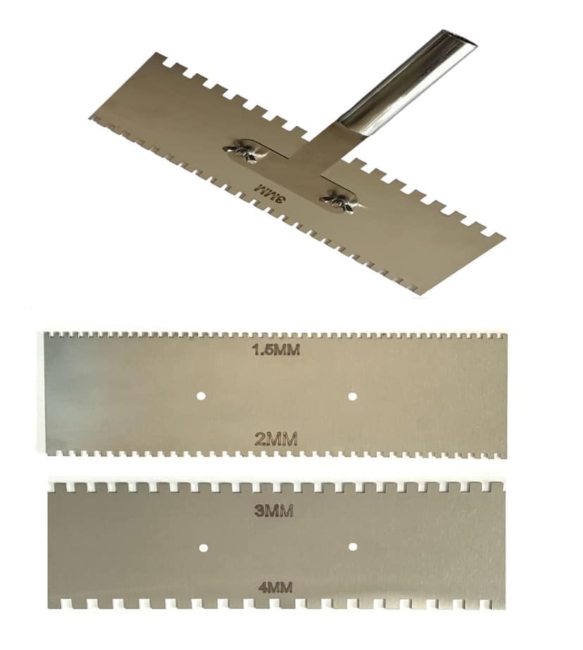 MD Style Square Notch Metal Trowel Fix Thickness for Flexible Resin Spreader Set, Reusable Trowel Scrapers for Epoxy, Fillers, Putty,Spackling Paste