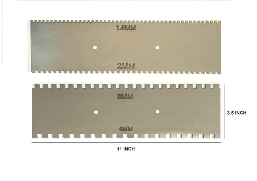 MD Style Square Notch Metal Trowel Fix Thickness for Flexible Resin Spreader Set, Reusable Trowel Scrapers for Epoxy, Fillers, Putty,Spackling Paste view 2