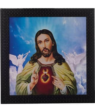 eCraftIndia Multicoloured Jesus Christ Satin Matt UV Framed Wall Art