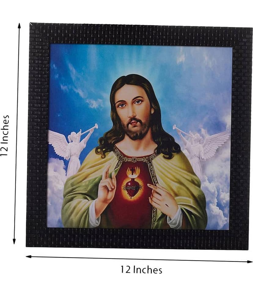 eCraftIndia Multicoloured Jesus Christ Satin Matt UV Framed Wall Art view 2