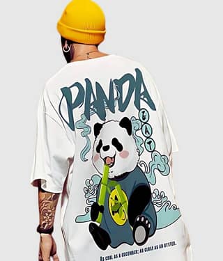 CrazyBee Men Cotton Blend Oversized Fit Printed T-Shirt ( White )
