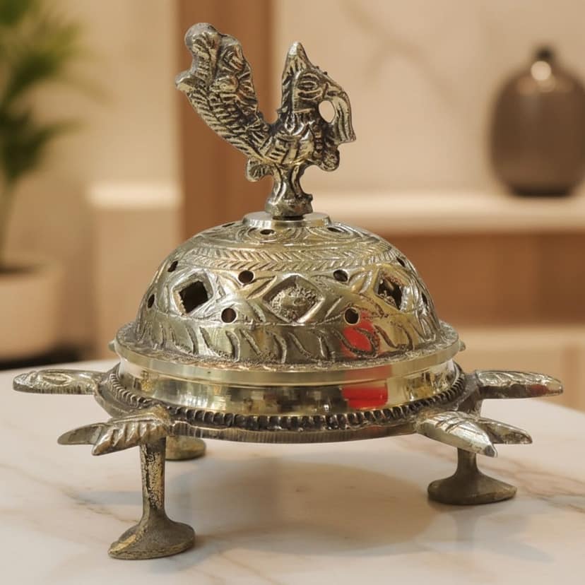 Brass Peacock Shape Luab Dan No. 1 � Traditional Decorative Item, Height : 4.5 Inch (ZMAS642 B) view 2
