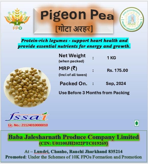 1 Kg Pigeon Peas (Toor) - Protein-Rich Legumes