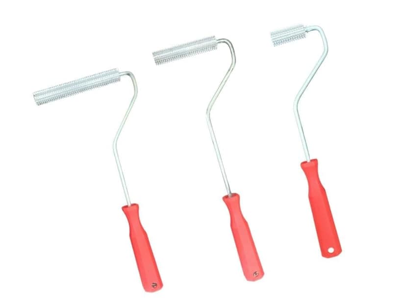 MD Fiberglass Roller Tool, Aluminum Alloy FRP Bubble Paddle Laminating Spike Roller/V Notch Nobby Roller for FRP Resin Work