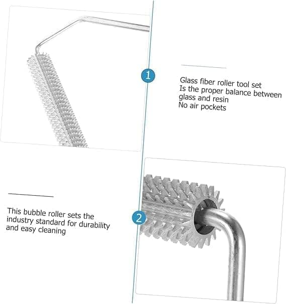 MD Fiberglass Roller Tool, Aluminum Alloy FRP Bubble Paddle Laminating Spike Roller/V Notch Nobby Roller for FRP Resin Work view 5