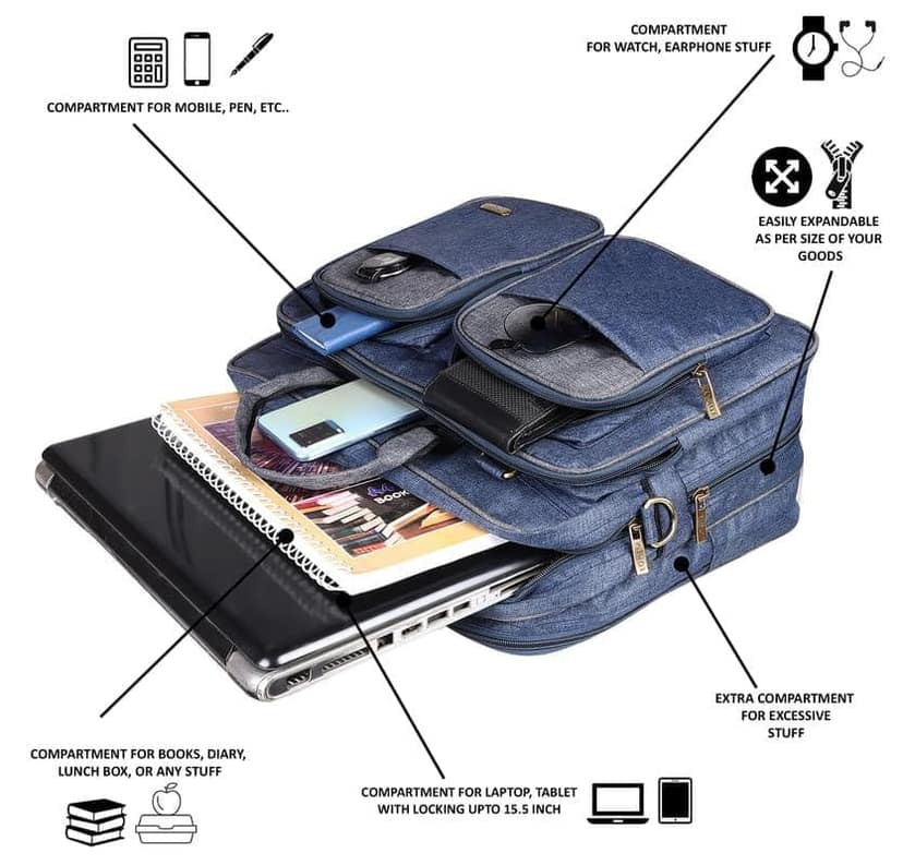 LOREM 28L Messenger Bag For Men - Faux Leather view 5