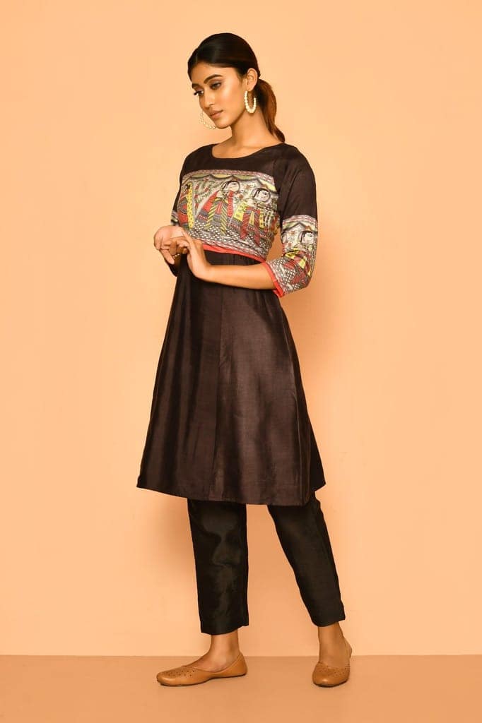 Diti handloom madhubani cotton silk kuta set view 6