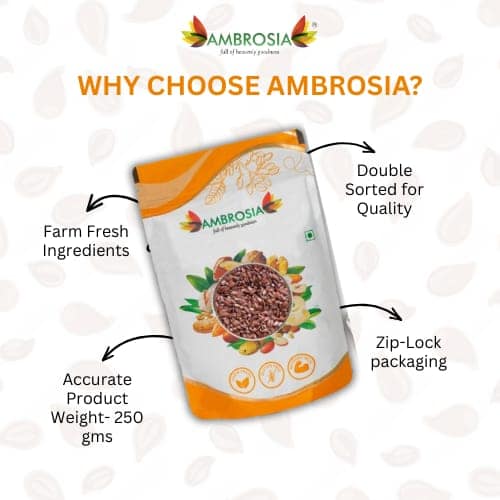 Ambrosia Raw Flax Seeds Pouch 250g | Alsi -Seeds for Weight Loss & Hair Growth (Pack of 1) Flax Seed view 3