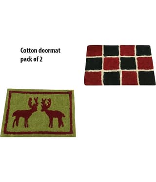 Aazeem Antiskid Cotton Door Mat ( 60 X 40 cm ) Set of 2 Aqua