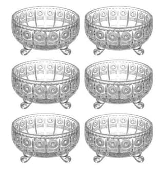 Sweets Serving Bowls | Crystal Glass Cups | 100 ML | Medium Size Bowl for Snacks, Pudding, Dessert, Fruits and Other Kitchen Purpose | Set of 6