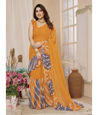 BLEESBURY Georgette Printed Saree With Unstitched Blouse Piece ( Pink )