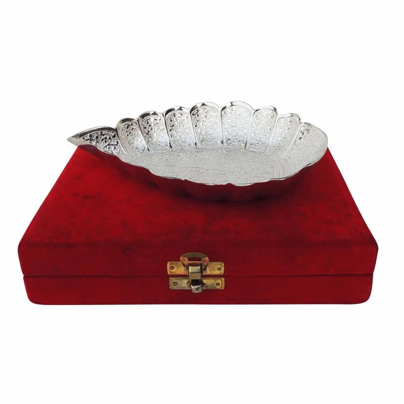 Brass Decorative Leaf Bowl With Velvet Box (BMAS214) view 2