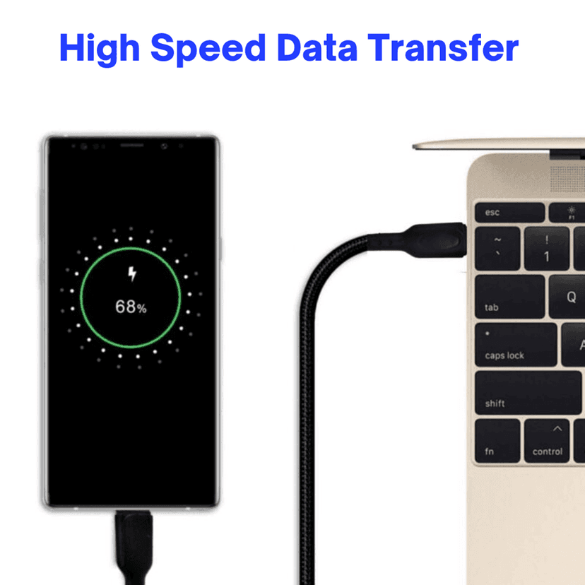 Champion Type-C to C 35W PD Data Sync & Charging Cable Braided 1M for all Android & Type-C Devices (Black) view 5