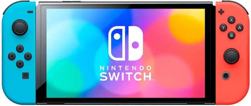 Nintendo Switch OLED Console with Neon Red/Blue Joy-Con view 3