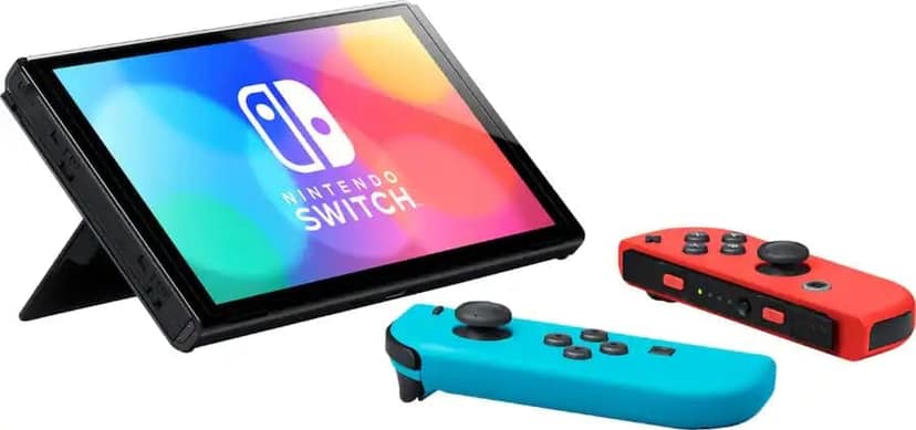 Nintendo Switch OLED Console with Neon Red/Blue Joy-Con view 5