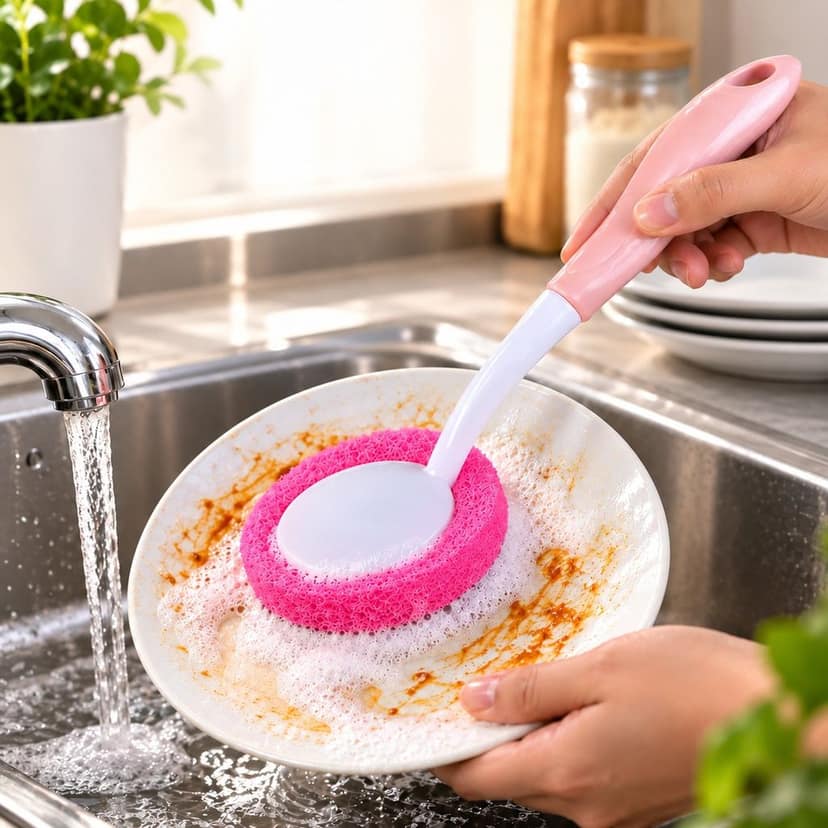 Long Handle Sponge Brush for Kitchen Utensils, Pots, Pans and Bottles (1 Pc) view 2