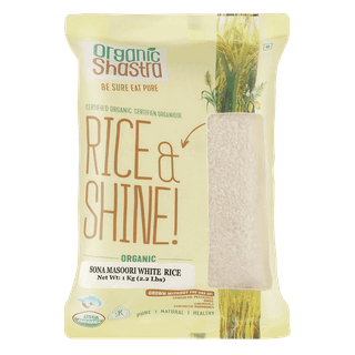 Organic Shastra White Sona Masuri Rice Sona Masuri/Masoori Organic and Healthy Rice, Perfectly Fit for Everyday Consumption- 1 KG