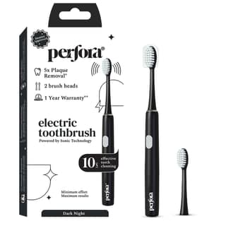 Perfora Electric Toothbrush, 2 Modes, AAA Powered, 2 Brush Heads, 90 Days Battery Life | 1 Year Warranty | Electric Brush, Electric Toothbrush For Men, Women & Kids, 002 - Dark Night