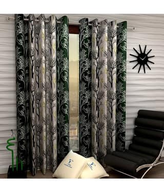 Fashion String Set of 2 Window Semi-Transparent Eyelet Polyester Curtains Blue