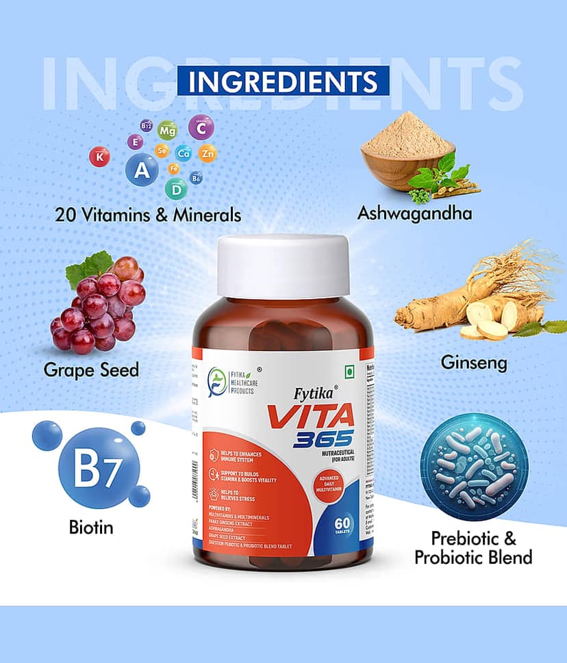 Fytika Daily Protein Vanilla-400G + Vita 365-60 Tabs, Combo (Pack of 2) view 2