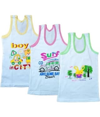 DAYAKU Pack of 3 Boys 100% Cotton ( White )