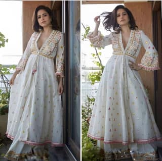 Anarkali White indian salwar kameez Dupatta for women ready to wear designer pakistani dresses Festival 3 piece