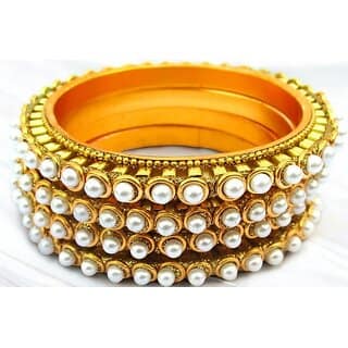Omsar Jewelry Copper Gold-plated Kada (Pack of 4)