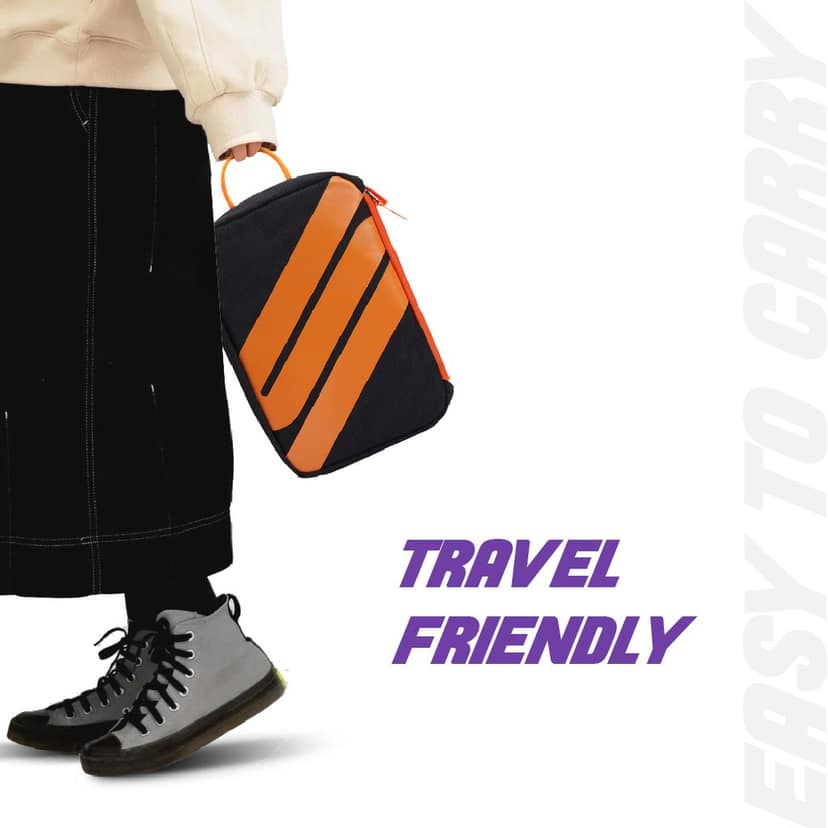 SNEAKARE Premium Shoe Bag for Travel - Fits Sneakers Up to UK Size 12, Removable Crossbody Strap, Airflow Vents & Extra Pockets with 5mm Thickness view 4