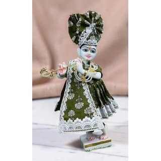 Handcrafted Radha Krishna Poshak Dress with elegant Border and Dupatta view 2
