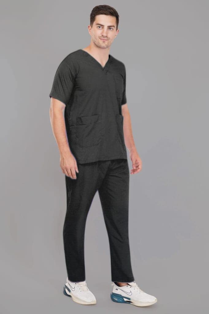 Scrub Suits || Unisex | Polycotton, Stylish, Comfortable |Half Sleeves | Ideal For Health care Professionals | Color (Black) Sizes S - XXL view 2