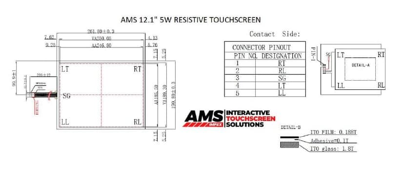 AMS TOUCH 12.1" 5 Wire Resistive Touchscreen Panel view 3